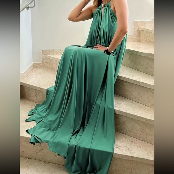 Boho party formal spring summer halter maxi dress - Picture 2 of 11